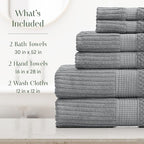 Springtree Home 100% Cotton Bath Towel Set 6 Piece Set | Super Soft & Absorbent - Image 2