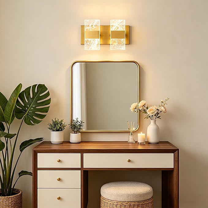 Modern LED Bathroom Light Fixtures Dimmable 2-Light Gold Vanity Light, 5CCT - Image 8