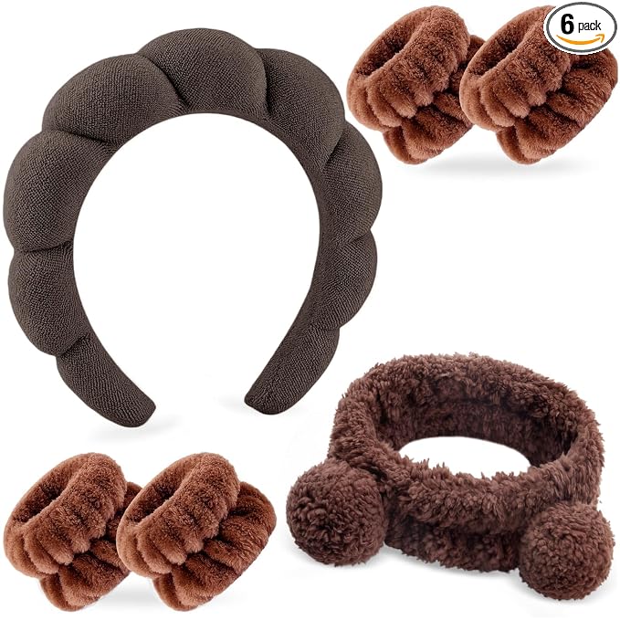 Zkptops 6Pcs Spa Headband for Washing Face Wristband Set Sponge Makeup Skincare by ZKPTOPS