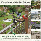 Deck Bird Feeder & Bird Bath for Balcony Railing, No-Drill Clamp Fits up to - Image 3