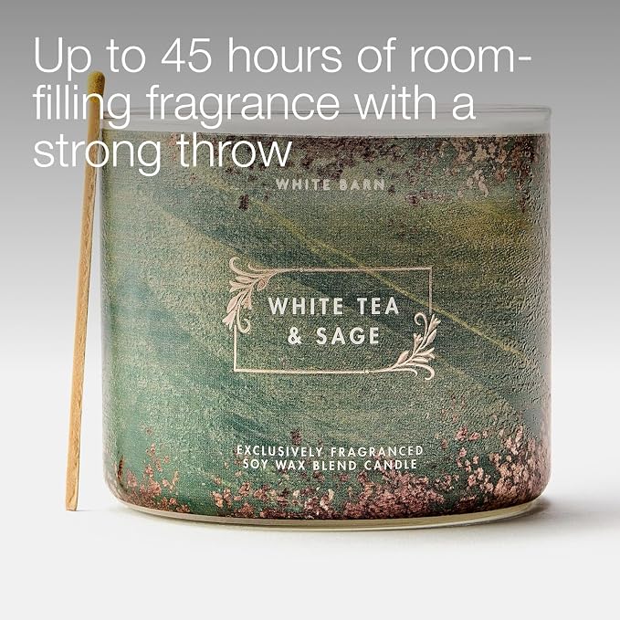Bath & Body Works White Tea & Sage 3-Wick Candle - Image 5