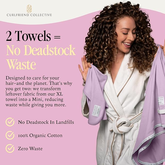 Curlfriend Collective Cotton Cloud T-Shirt Hair Towel Duo – Lilac Locks Hair - Image 7