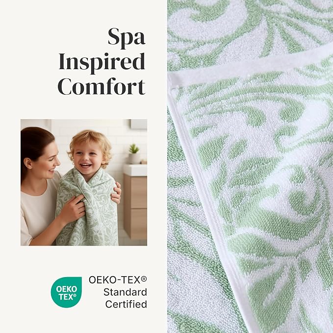 Modern Threads Botanical Vine 6-Piece 100% Cotton Towel Set – Reversible Yarn - Image 4