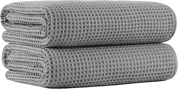 MICROFI New Microfiber Waffle Bath Towels, 2 Pieces, Fast Drying, Lint Free 430 by Unknown