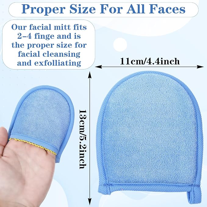 3 Pcs Exfoliating Gloves, Natural Plant Fiber Facial Scrub Mitts, Deep - Image 2
