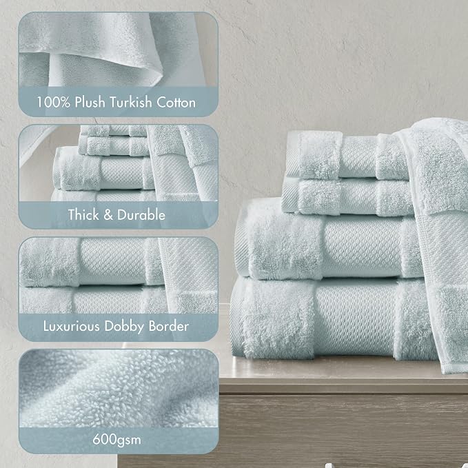 Madison Park Turkish 100% Cotton 600Gsm Luxury Premium Thick Soft Absorbent - Image 4