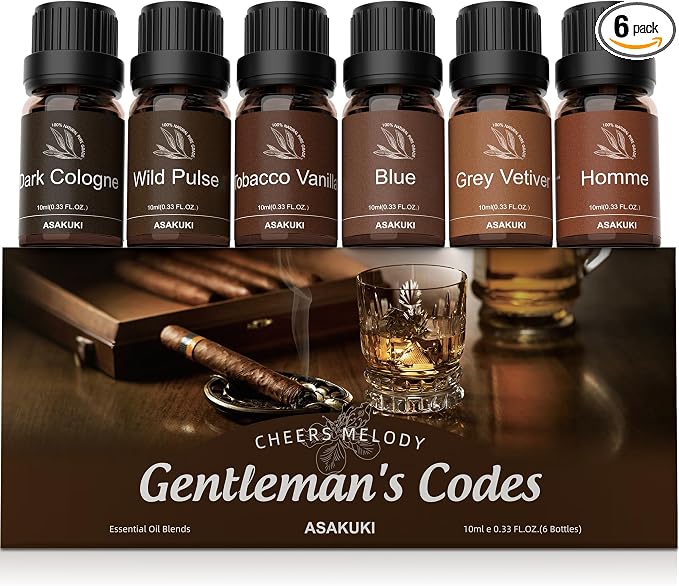 ASAKUKI Men Essential Oils Set for Diffuser, 6×10ml Cologne-Inspired Unisex by ASAKUKI