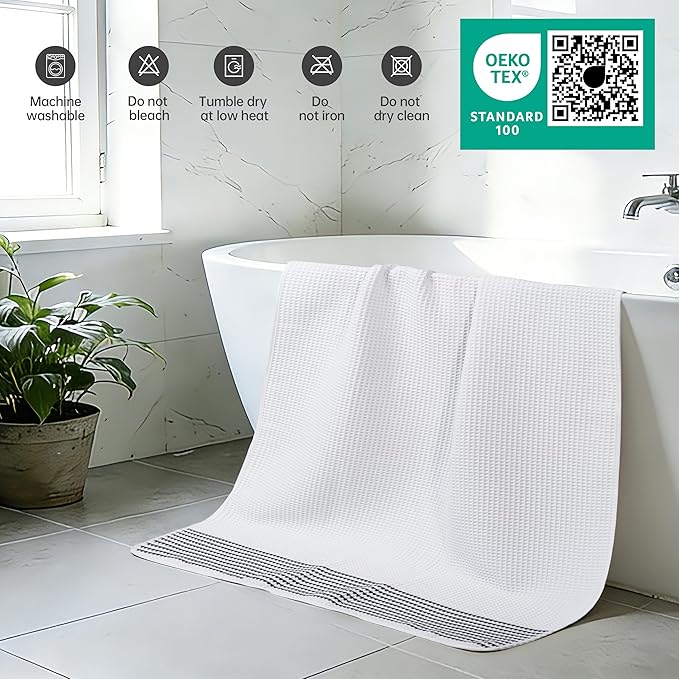 MICROFI New Microfiber Waffle Bath Towels, 2 Pieces, Fast Drying, Lint Free 430 - Image 5