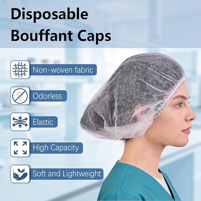 160 Pcs Disposable Bouffant Caps, 21 Inch Stretch, Disposable Hair Net - Image 2