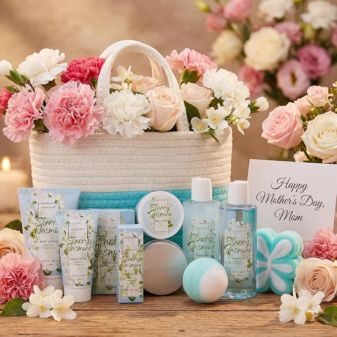 Body & Earth Gift Baskets for Women 11PCS Jasmine Spa Gift Sets for Her - Image 2