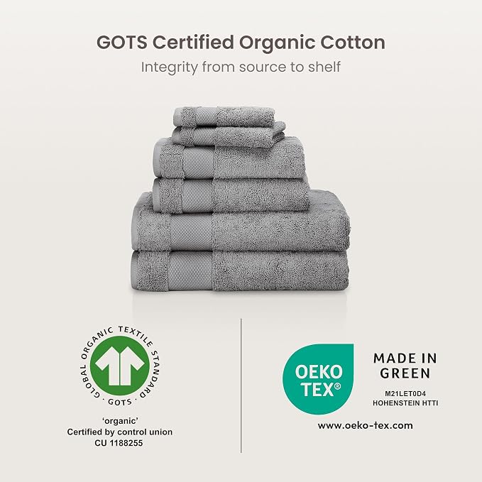 BIOWEAVES 100% Organic Cotton 700 GSM Plush 6-Piece Towel Set GOTS Certified - Image 8