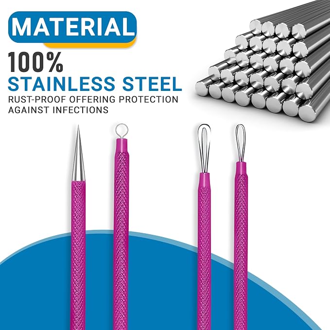 EFAH Care 2Pcs Stainless Steel Pimple Extractor Acne Treatment Tool Surgical - Image 6