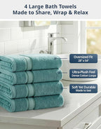 Lane Linen 100% Cotton Bath Towels 4 Pack - Image 3