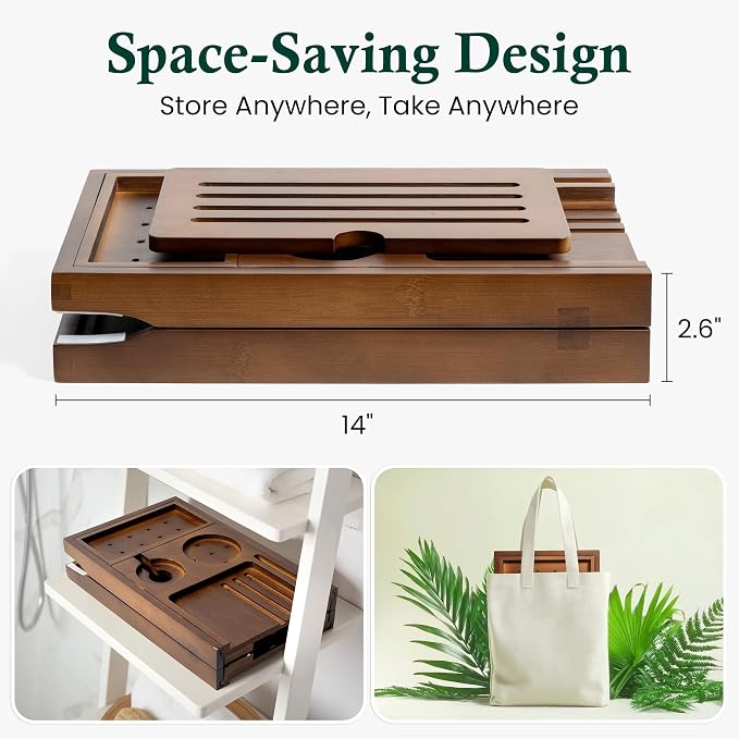 Bamboo Bathtub Tray, Bath Caddy - Image 5
