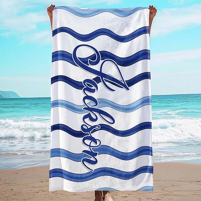JML Custom Beach Towel with Name, Personalized Microfiber Beach Towel with Name by JML