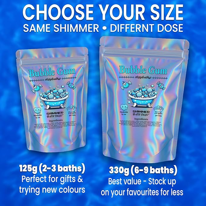 Sky Blue Bubblegum Shimmer Bath Bomb in A Bag - Image 3