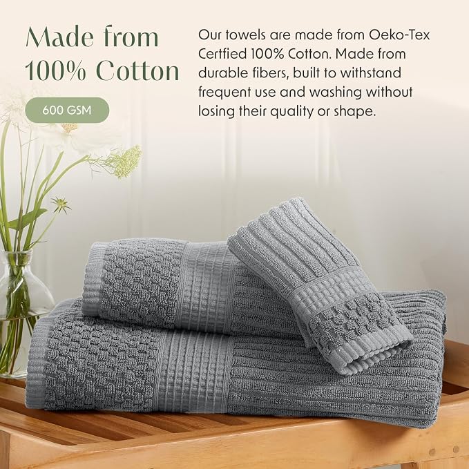 Springtree Home 100% Cotton Bath Towel Set of 4 | Super Soft & Absorbent - Image 4
