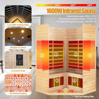 Far Infrared Wooden Sauna Room, 2-3 Person Home Sauna Canadian Hemlock Indoor - Image 3