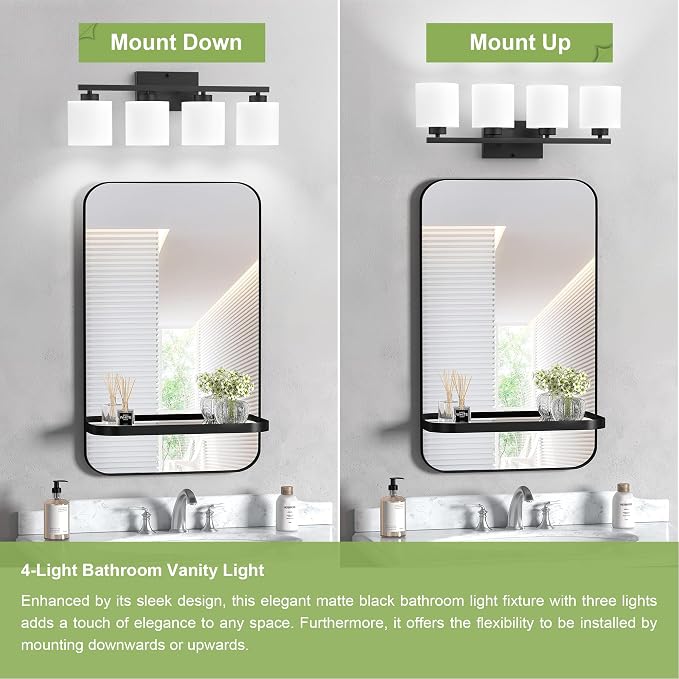 Honesorn 4-Light Vanity Lights, Matte Black - Image 4