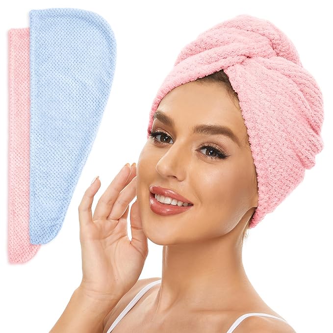 SimpleField 2 Pack Microfiber Hair Towel Wrap by SimpleField