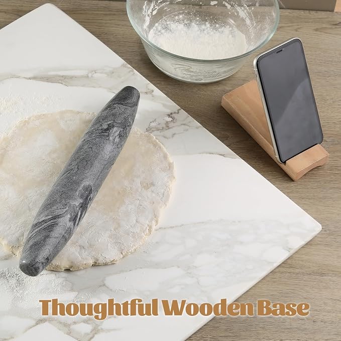 Koville African Natural Grey Marble French Rolling Pin, 12inch Non-Stick - Image 6
