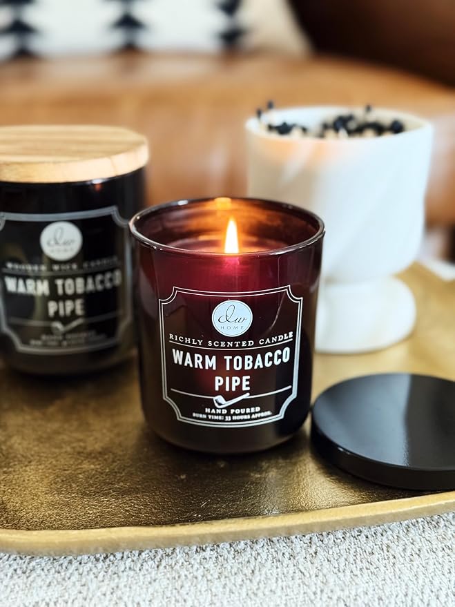 DW Home Warm Tobacco Pipe Scented Candles, 9 oz Single Wick Medium Jar - Image 3