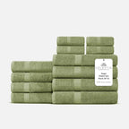 100% Cotton Bath Towel Set of 12-4 Bath Towels, 4 Hand Towels, 4 Wash Cloths by VillaCelestia