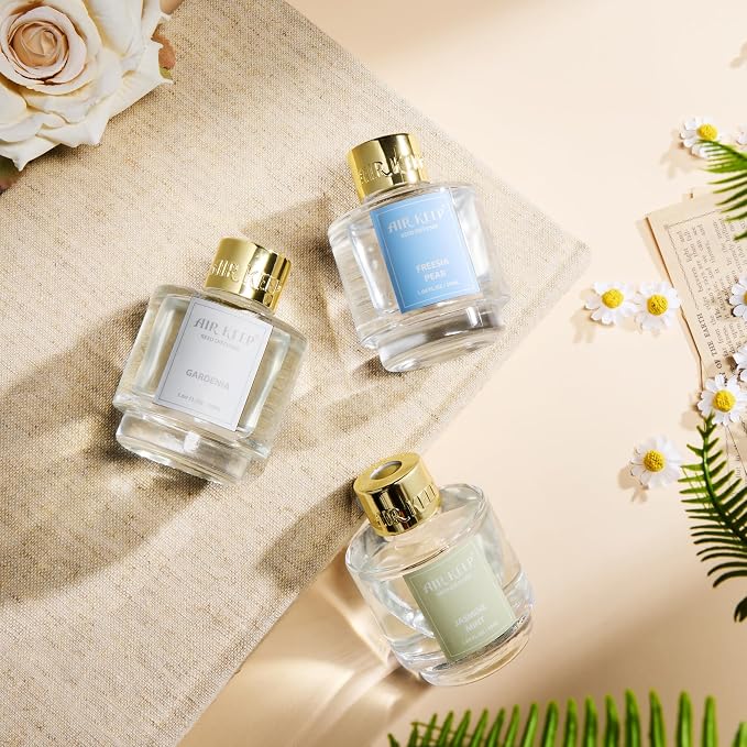 Airkeep Reed Diffuser Set of 3, Jasmine Mint Gardenia Freesia Pear Oil Reed - Image 5