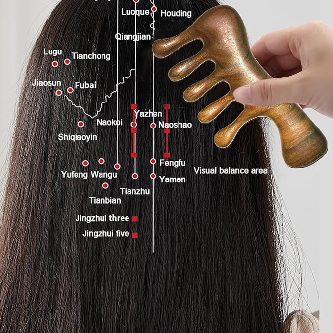 OULIGET Wood Gua Sha Massage Tools Set, Scraping Scalp Massage Comb, Natural - Image 6