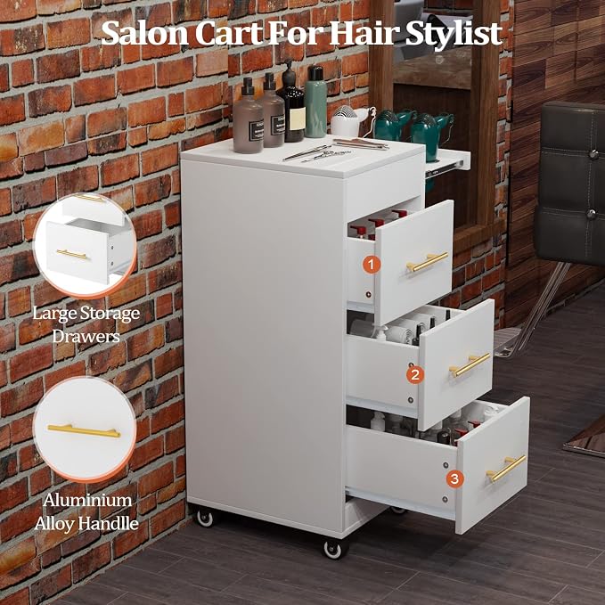 Wood Salon Trolley with Wheels - Image 3