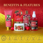 Bath & Body Basket Set, Cherry Fruit Scent Spa Gift Basket - Image 4