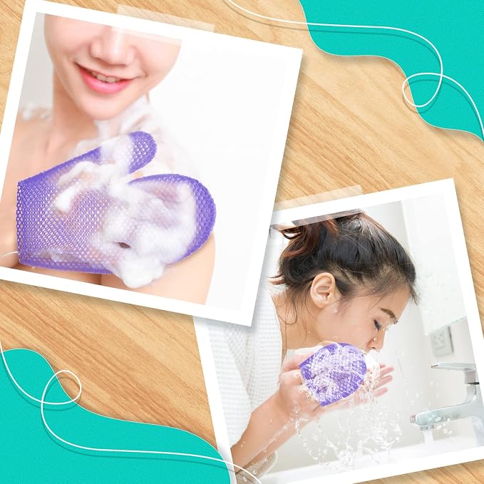 Karenhi 2 Pcs Honeycomb Exfoliating Glove Set Exfoliating Bath Mitt Honeycomb - Image 5