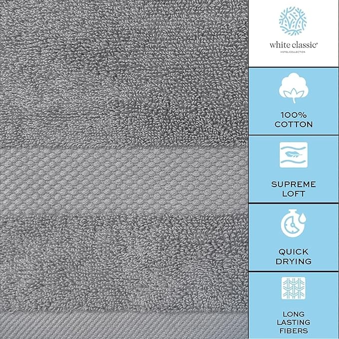 White Classic Luxury Light Gray Hand Towels - Image 6