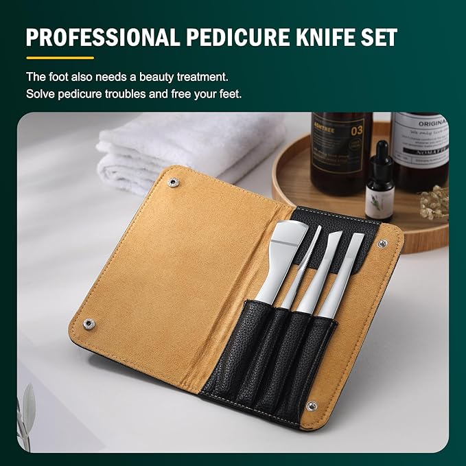FVION Professional Pedicure Knife Set, Stainless Steel Callus Shaver Foot Blades - Image 3