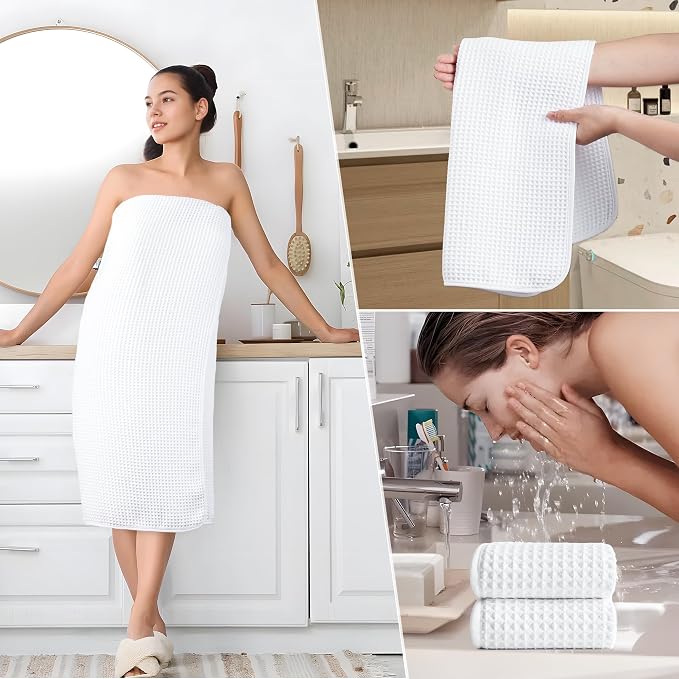 POLYTE 430 GSM Microfiber Quick Dry Lint Free Oversize Bath Towel Set, 6 Piece - Image 5
