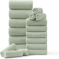 18 Piece Family Bath Towel Set Include 6 Bath Towels, 6 Hand Towels and 6 by Hailea