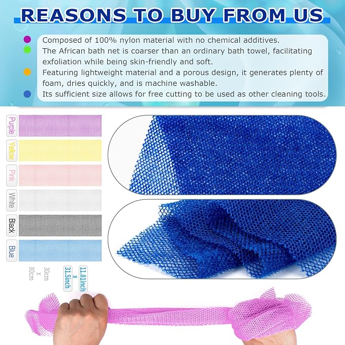 6 Pieces African Net Sponge Authentic Exfoliating Washcloth, Quick-Drying - Image 2