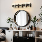 Modern LED Bathroom Light Fixtures Dimmable 5-Light Black Vanity Light - Image 7