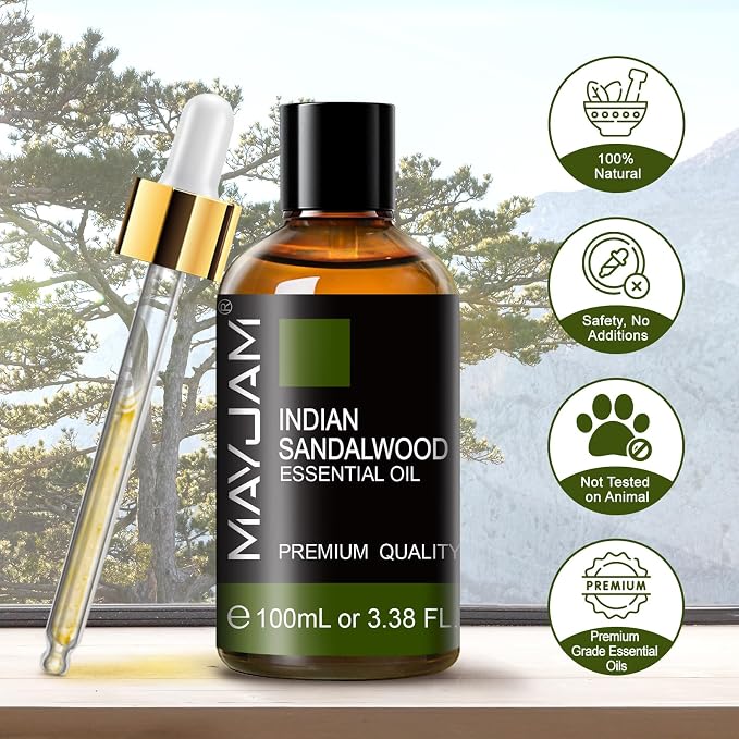 MAYJAM Indian Sandalwood Essential Oils 3.38 FL.OZ Pure Indian Sandalwood Oil - Image 8