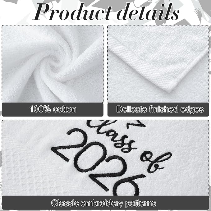 MASHAN Class of 2026 Graduation Hand Towels 3 Pack, 100% Cotton Soft Absorbent - Image 3