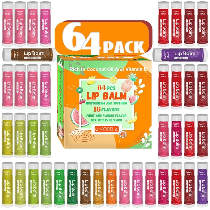 64 Pack Natural Lip Balm Bulk by yopela