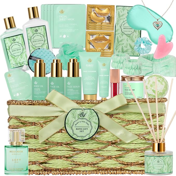 35 Pcs Mothers Day Gifts for Mom, Bath & Body Gift Basket for Women, Tea Tree by RAROSAACCA
