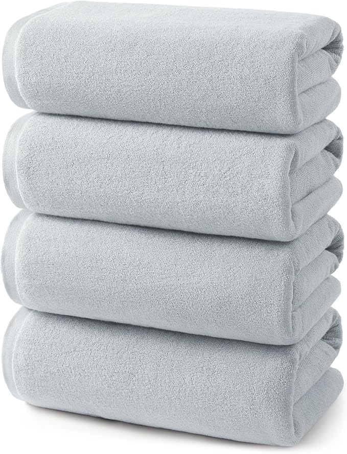 ecolook Bath Towels Set of 4, 100% Cotton, 27 x 55 Inches, Quick-Drying & by Unknown