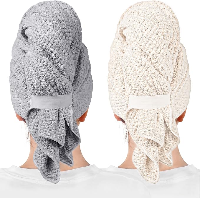 ROLSHOL 2-Pack Large Microfiber Hair Towel Wraps, Super Absorbent & Quick Dry by ROLSHOL