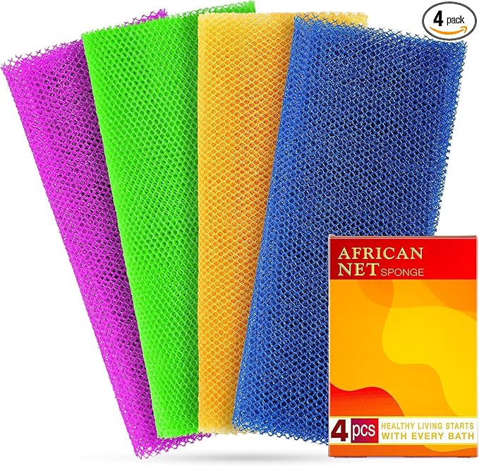 African Net Sponge for Deep Exfoliation – 4 Pieces African Net Sponge Authentic by SpiralScgv