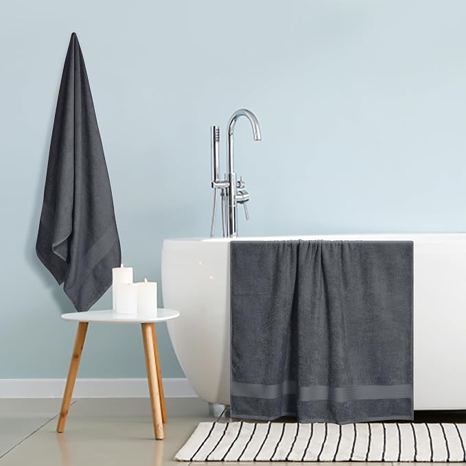 GLAMBURG Premium Cotton Oversized 2 Pack Bath Sheet 35x70-100% Pure Cotton - Image 4