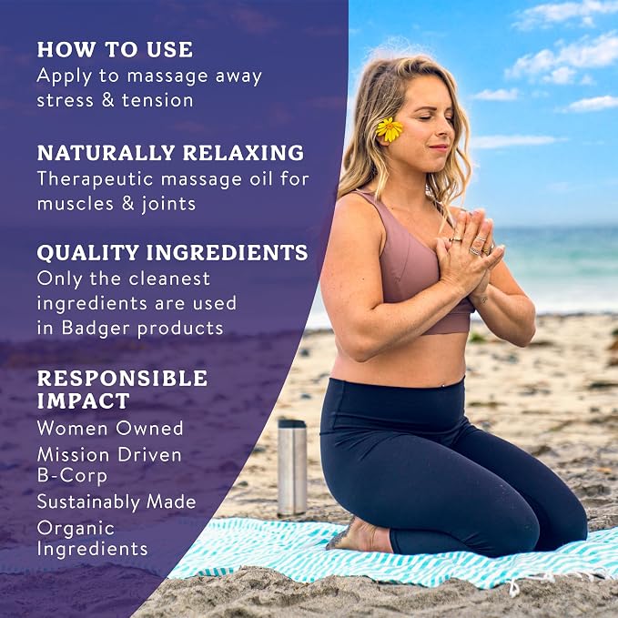 Badger Lavender Massage Oil, 100% Organic Massage Oil, Relaxing & Moisturizing - Image 5