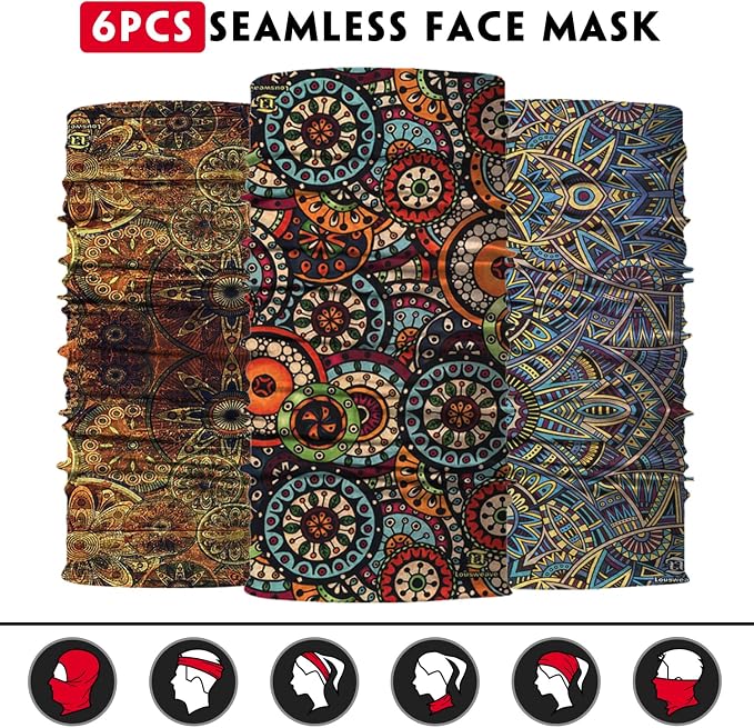 Venswell Neck Gaiter Face Mask Men Women, Seamless Bandana Rave Face Cover - Image 5