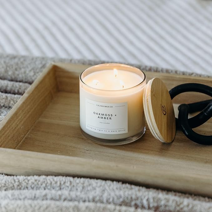 Calyan Wax Co. Oakmoss & Amber 3 Wick Scented Candle - Image 6
