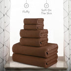 CASA COPENHAGEN EcoPop 6Pcs 100% Cotton Large Designer Towels Gift Set- Toffee - Image 4